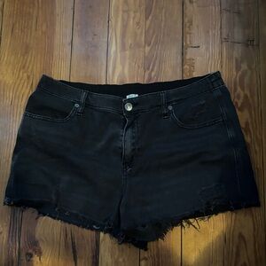 aerie Black Distressed Denim Cutoff Shorts